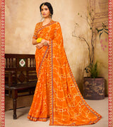 Laxmipati chiffon Orange Saree