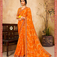 Laxmipati chiffon Orange Saree