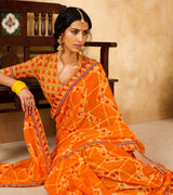 Laxmipati chiffon Orange Saree