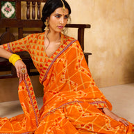 Laxmipati chiffon Orange Saree