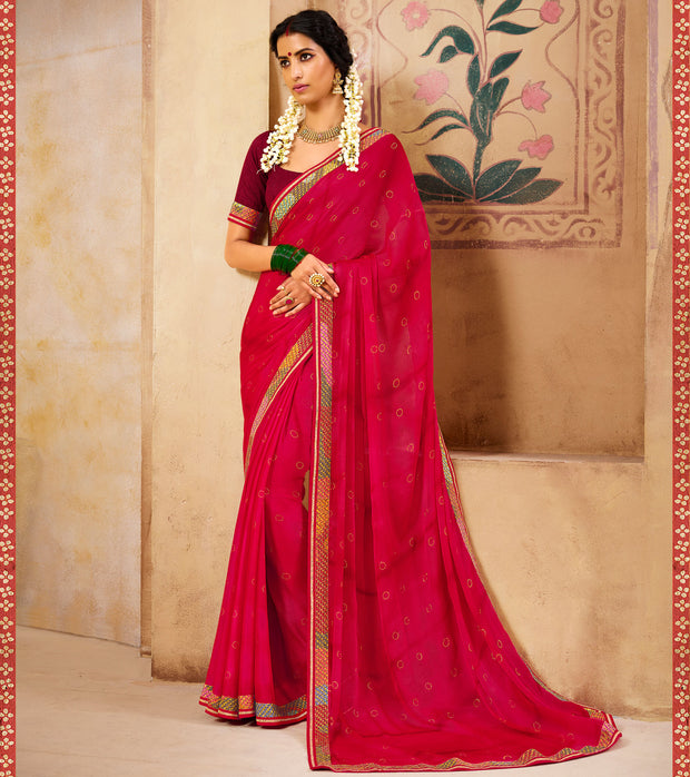 Laxmipati Silk Crape Red Saree