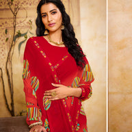 Laxmipati Georgette Red Saree
