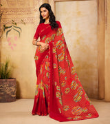 Laxmipati Georgette Red Saree