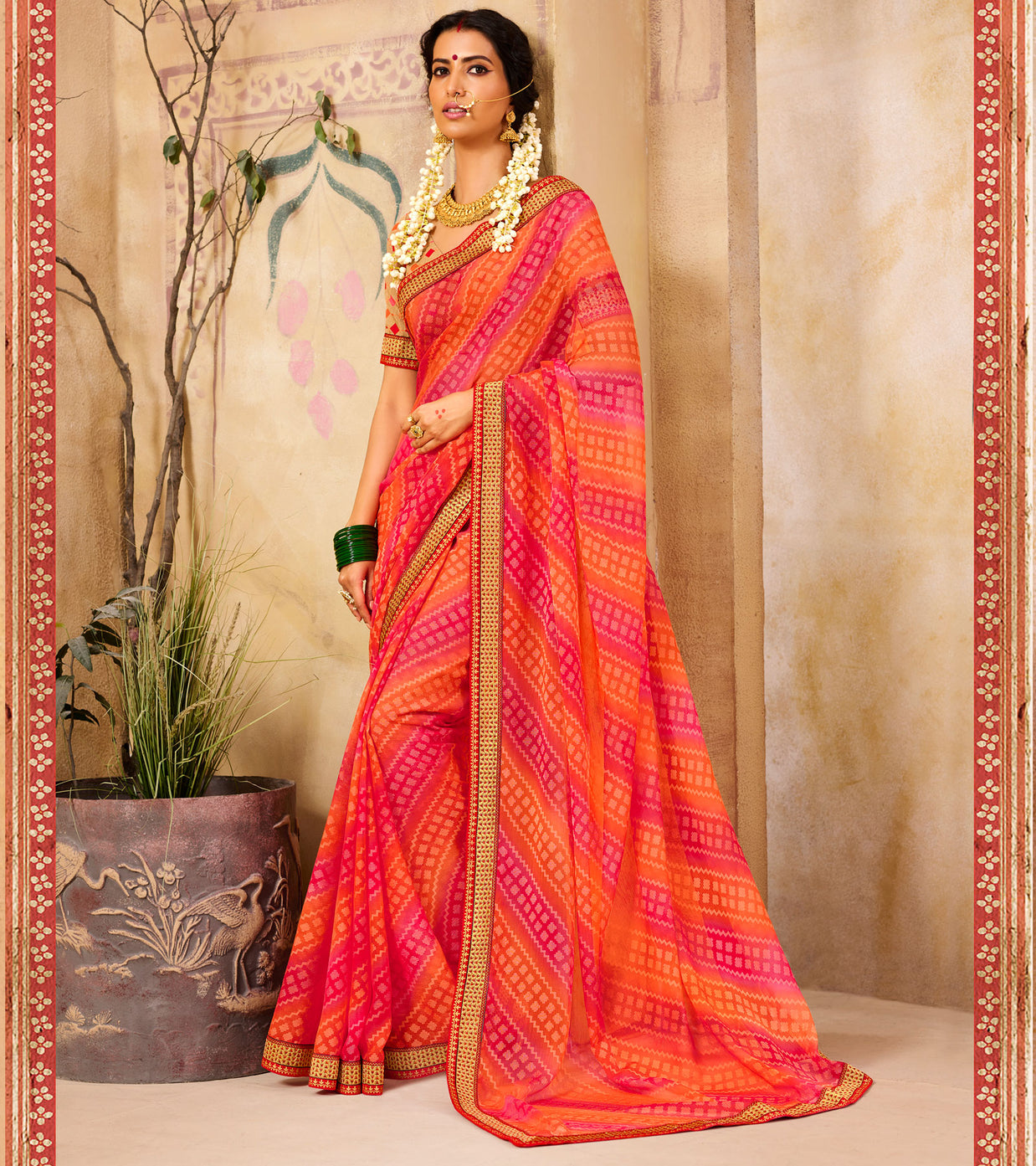 Laxmipati Brasso Orange Saree