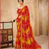 Laxmipati Chiffon Checks Multicolor Saree