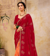 Laxmipati chiffon Red & Orange Saree