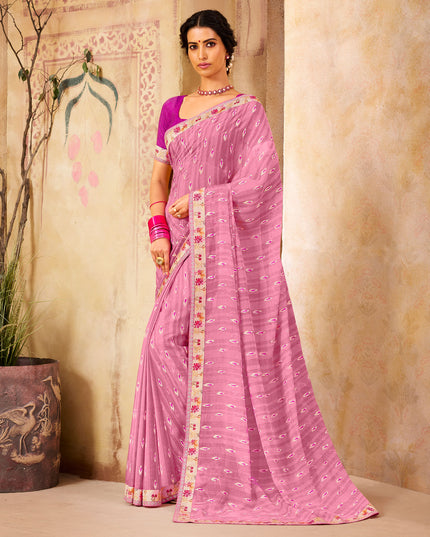 Laxmipati Sparkle Chiffon Pink Saree
