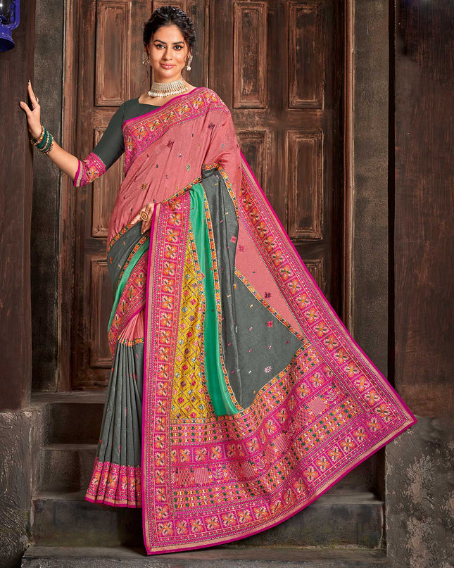 Laxmipati Tangail Silk Multicolor Saree