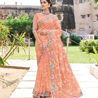 Laxmipati Tissue Peach Saree