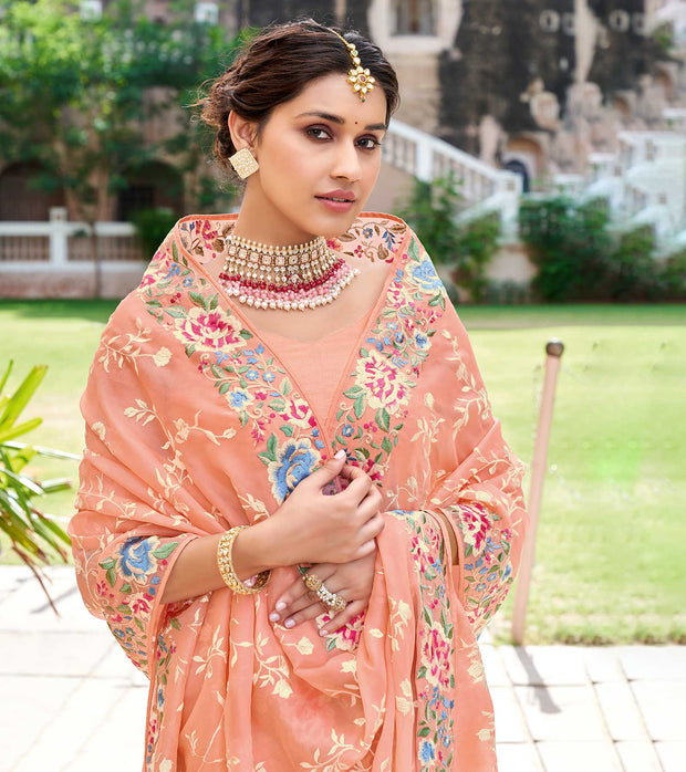 Laxmipati Tissue Peach Saree