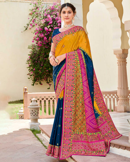 Laxmipati Tangail Silk Multicolor Embroidered Saree