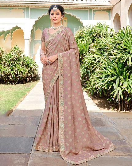 Laxmipati Silk With Gold Foil Rust Embroidered Saree