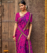 Laxmipati Metal Chiffon Purple Sarees