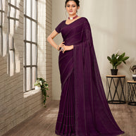 Laxmipati Chiffon Wine Saree - Akshara Singh