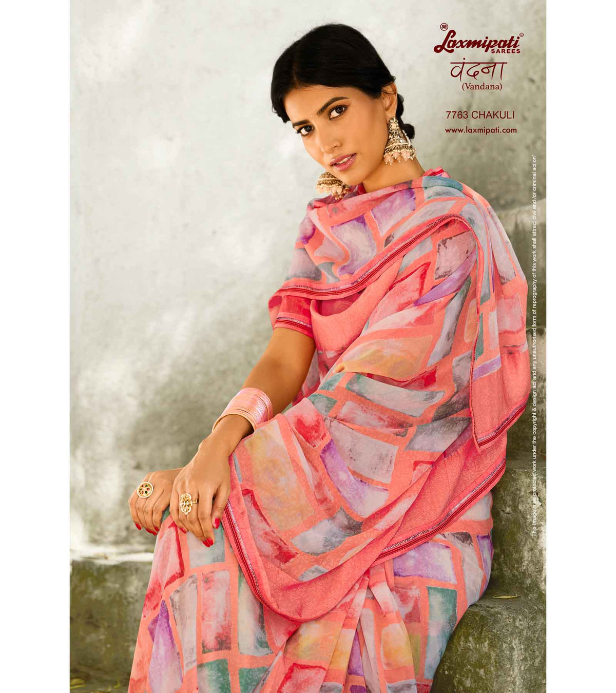 Laxmipati Vandana 7763 Chakuli Georgette Multicolor Saree