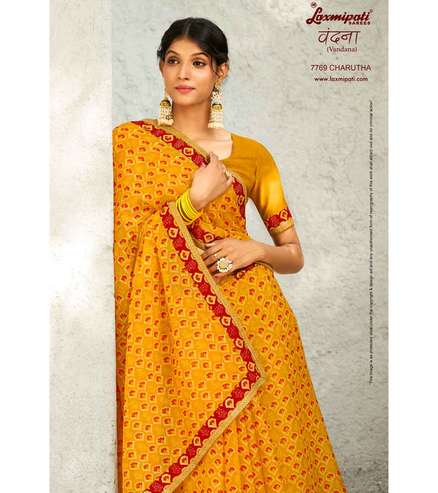 Laxmipati Vandana 7769 Charutha Chiffon Yellow Saree