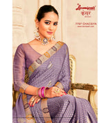 Laxmipati Kesaar 7797 Chacsiya Satin Chiffon Violet Saree