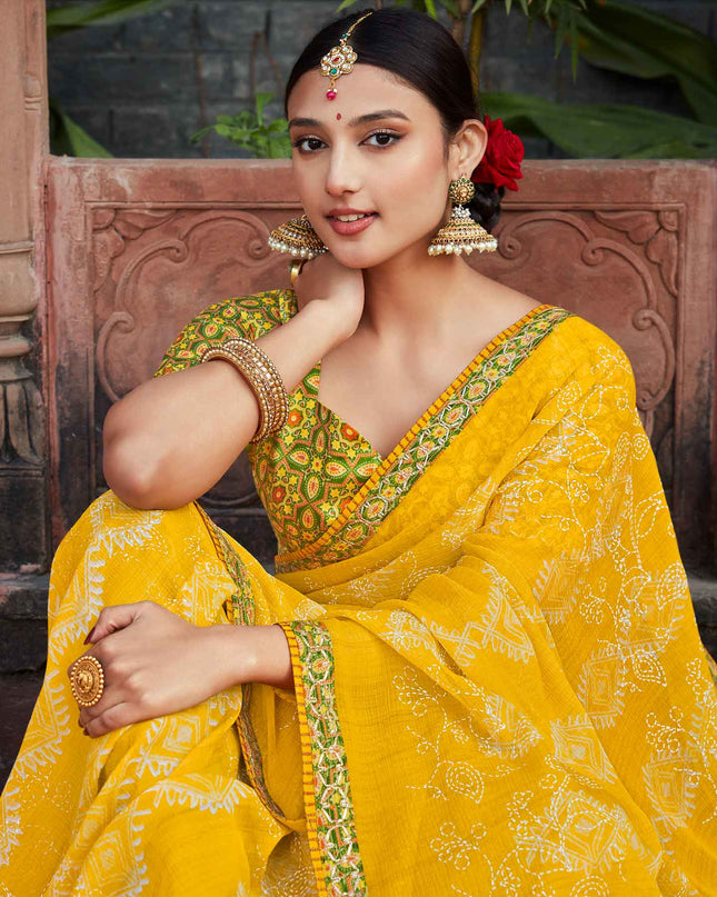 Laxmipati Khushi 7862 Sundarta Chiffon Yellow Saree