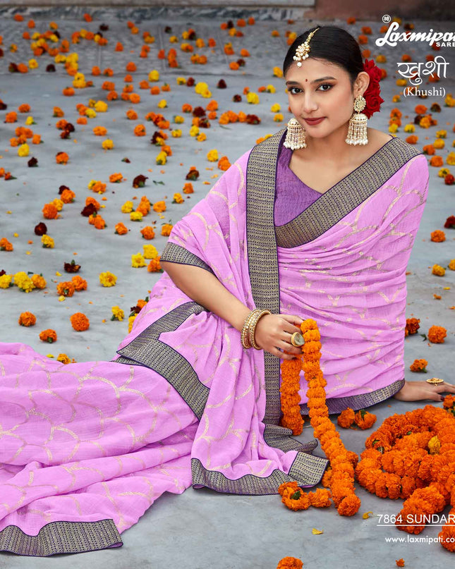 Laxmipati Khushi 7864 Sundarta Chiffon Pink Saree