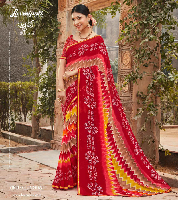 Laxmipati Khushi 7866 Ghunghat Georgette Multicolor Saree