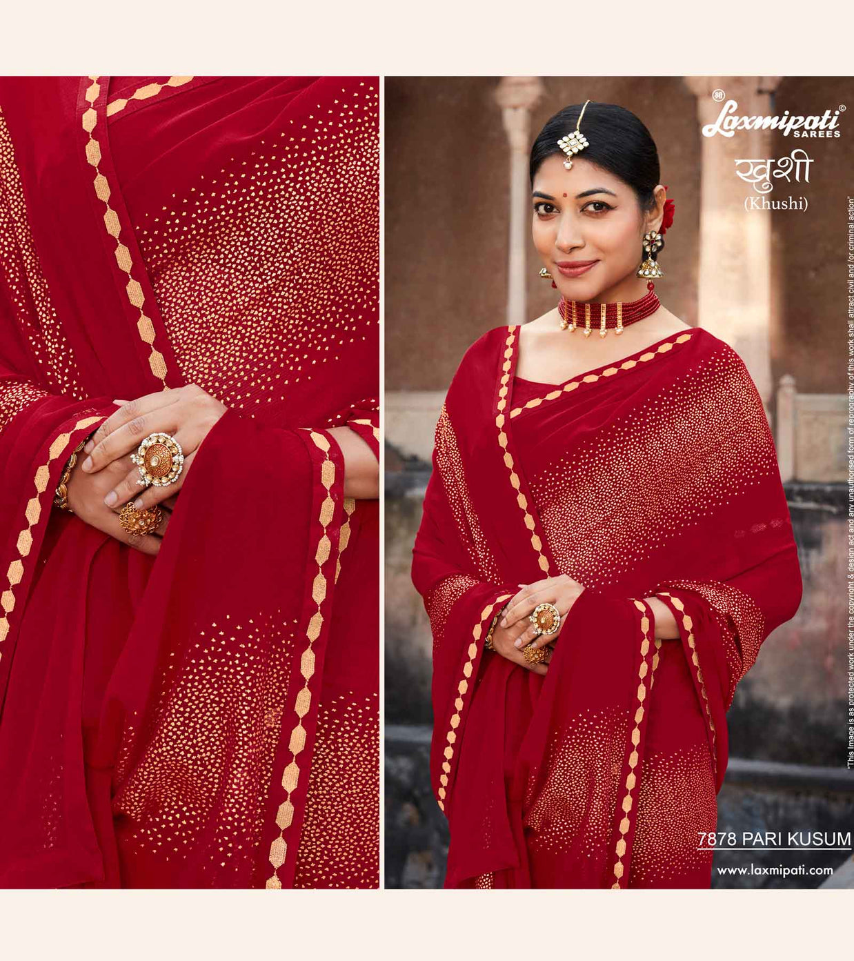 Laxmipati Khushi 7878 Pari Kusum Crape Georgette Maroon Saree