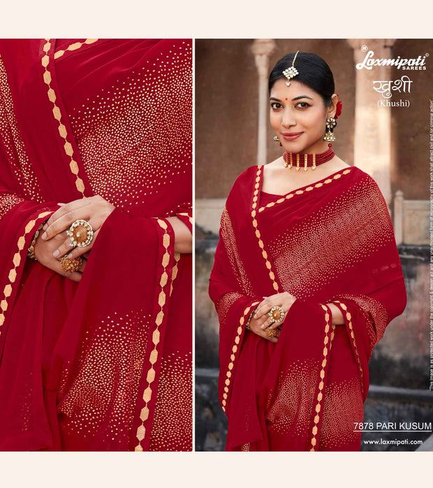 Laxmipati Khushi 7878 Pari Kusum Crape Georgette Maroon Saree