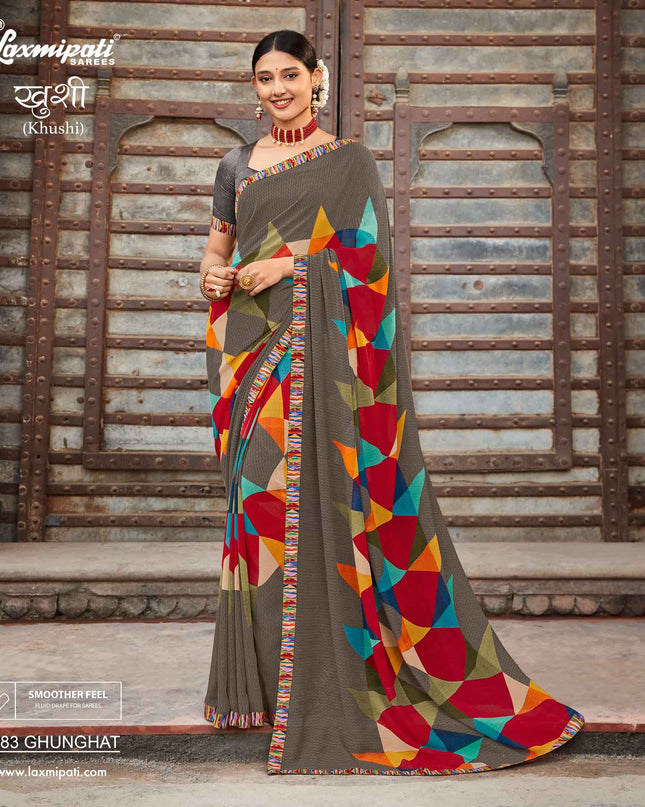 Laxmipati Khushi 7883 Ghunghat Georgette Multicolor Saree