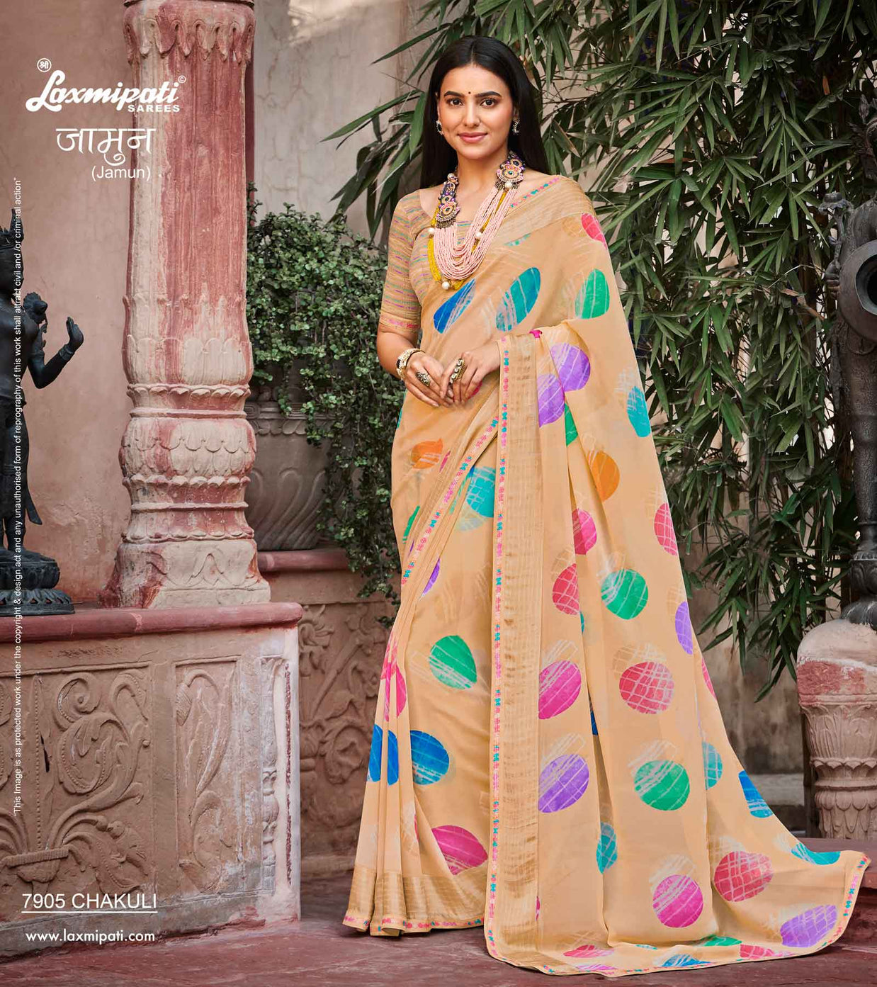 Laxmipati JAMUN 7905 Georgette Satin Patta Multicolor Sarees