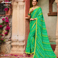 Laxmipati JAMUN 7907 Chiffon Parrot Green Sarees