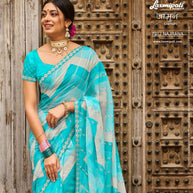 Laxmipati JAMUN 7912 Sparkle Chiffon Sky Blue Sarees