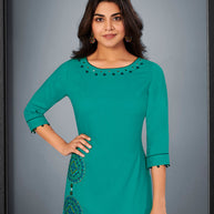 Laxmipati Cotton Rama Embroidered Straight Cut Kurti With Palazzo and Mask