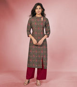 Laxmipati Rayon Lava Chocolate Straight Cut Kurti With Palazzo & Mask