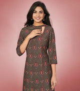 Laxmipati Rayon Lava Chocolate Straight Cut Kurti With Palazzo & Mask