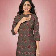 Laxmipati Rayon Lava Chocolate Straight Cut Kurti With Palazzo & Mask
