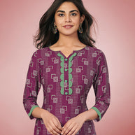 Laxmipati Rayon Wine With Sea Green Straight Cut Kurti With Palazzo & Mask