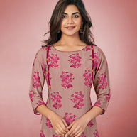 Laxmipati Rayon Purplish Red Straight Cut Kurti With Palazzo & Mask