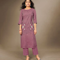 Laxmipati Cotton Viscose  Mysty Mauve Straight Cut Kurti With Mask