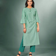 Laxmipati Viscose  Mint Green  Straight Cut Kurti With Mask
