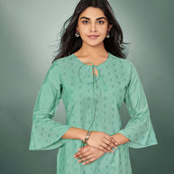 Laxmipati Viscose  Mint Green  Straight Cut Kurti With Mask