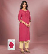 Laxmipati Cotton Viscose Plum Colour Straight Cut Kurti With Mask