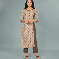Laxmipati Viscose Chocolate Brown Straight Cut Kurti With Mask