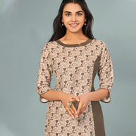 Laxmipati Viscose Chocolate Brown Straight Cut Kurti With Mask
