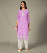 Laxmipati Georgate Mistaken Mauve Straight Cut Kurti With Palazzo & Mask