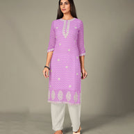Laxmipati Georgate Mistaken Mauve Straight Cut Kurti With Palazzo & Mask
