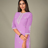 Laxmipati Georgate Mistaken Mauve Straight Cut Kurti With Palazzo & Mask
