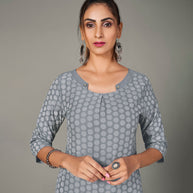 Laxmipati Spun Satin  Gini Grey Straight Cut Kurti With Mask