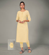 Laxmipati Spun Satin  Young Yellow Straight Cut Kurti With Mask