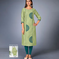 Laxmipati Sunny Satin Pista Green Straight Cut Kurti With Mask