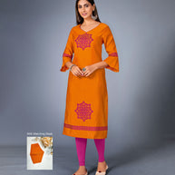 Laxmipati Sunny Satin Flag Orange Straight Cut Kurti With Mask