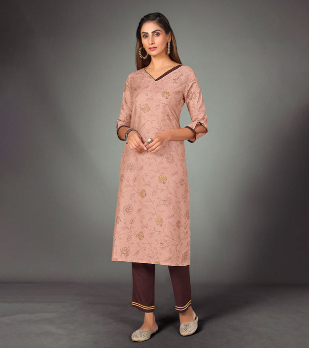 Laxmipati Potters Clay Straight Cut Kurti With Narrow Slim Pant